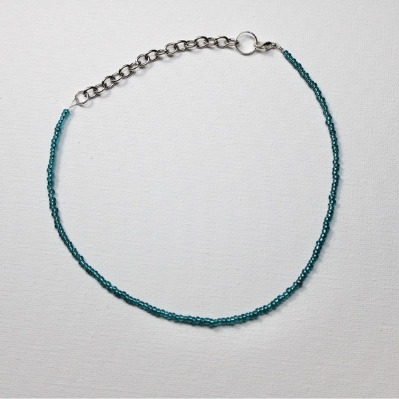 Blue Seed Bead Choker Beaded Necklace - Picture 7 of 7